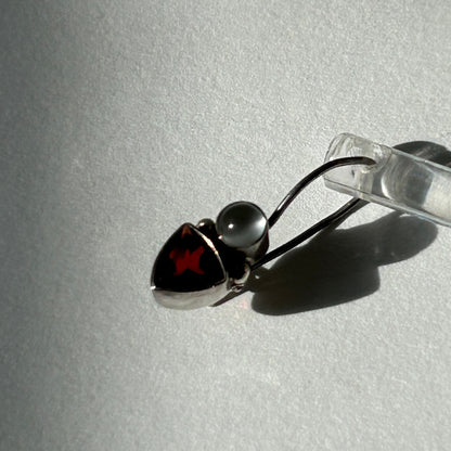 Moonstone and Garnet Silver Earrings