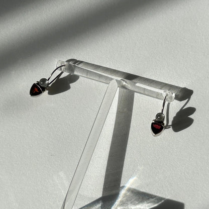 Moonstone and Garnet Silver Earrings