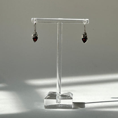 Moonstone and Garnet Silver Earrings