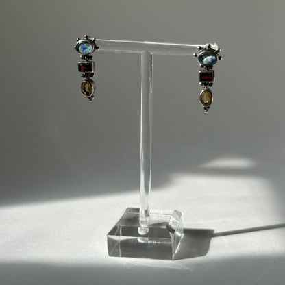 Garnet Citrine Mosaic Opal Danglers